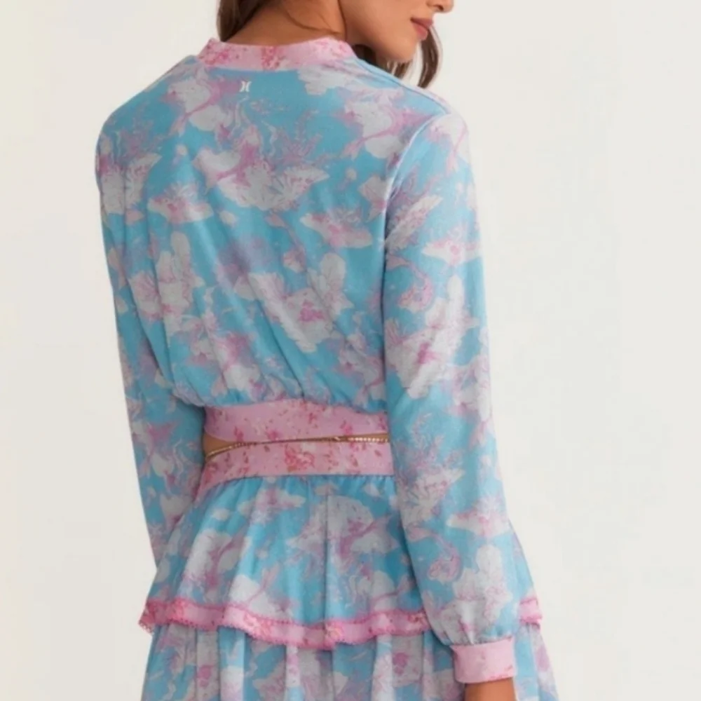 New LoveShackFancy x Hurley Cropped Bomber Jacket Under The Sea NWT Small